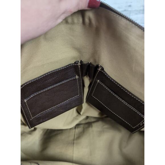 COLE HAAN Dark Brown Leather Large Multi Compartment Portfolio Carry All Man Bag - Picture 8 of 16